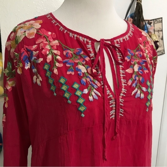 Johnny Was Vanessa Georgette Embroidered Tunic Size Medium - Picture 5 of 16